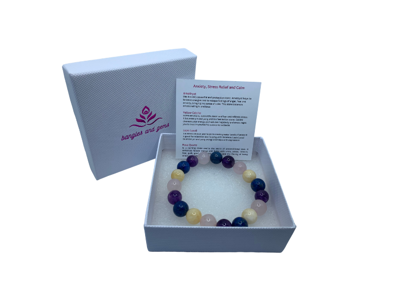 Anxiety, Stress Relief, Calmness, Happiness Crystal Bracelet - Bangles and Gems